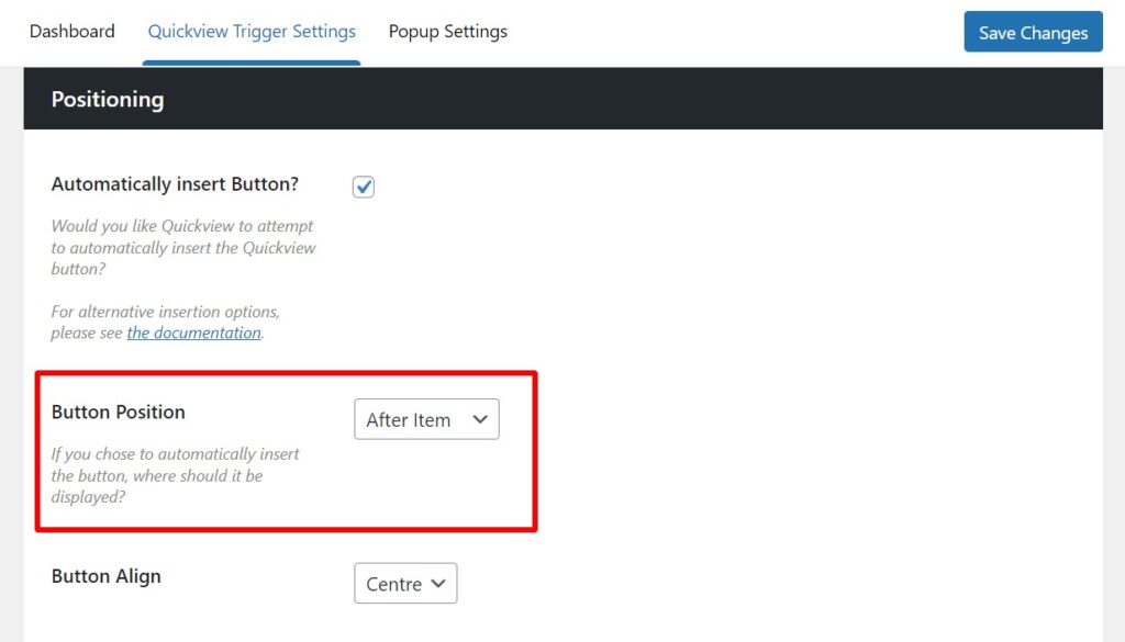 quickview button position