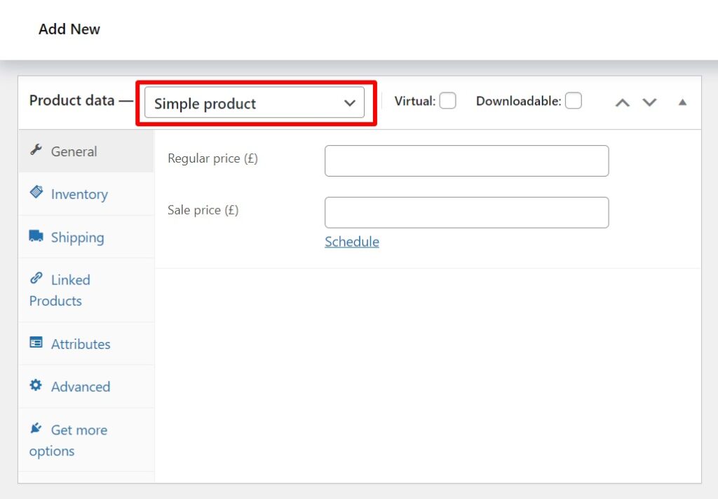 simple product type woocommerce