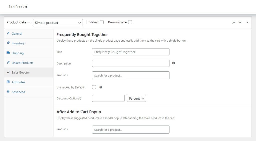 frequently bought together settings