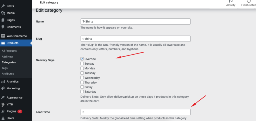 override category lead time