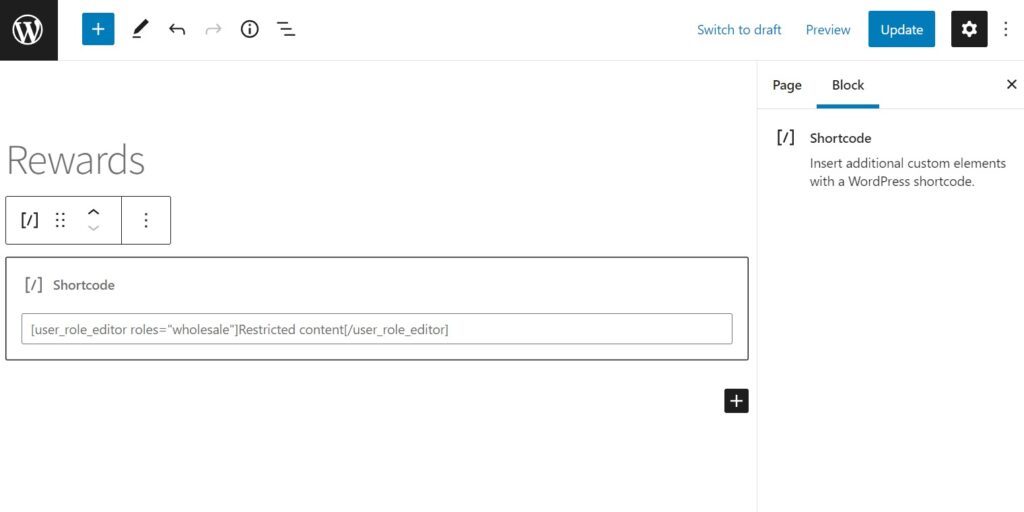 restricted content on the my account page