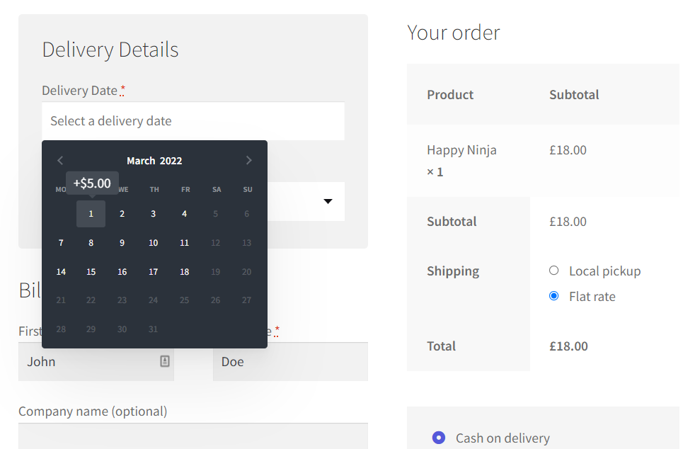 woocommerce checkout customization delivery slot at checkout