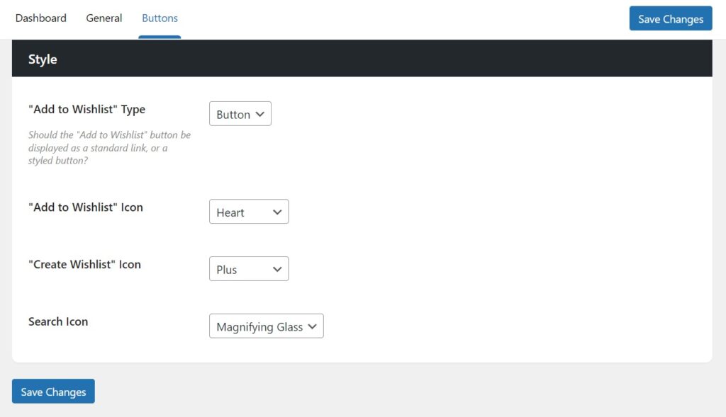 Wishlist button style