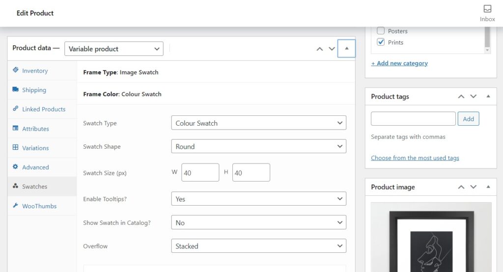 color swatch product options