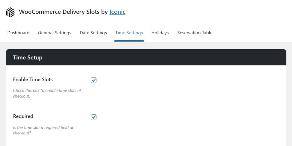 enable time slots woocommerce