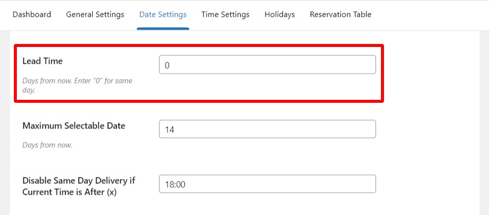 lead time woocommerce