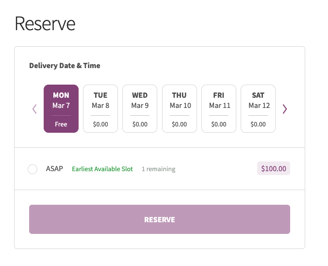 reservation cal without shipping