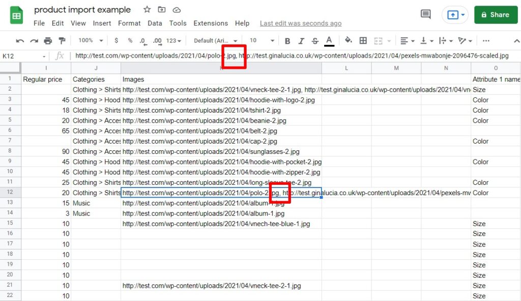 comma-separated list of images woocommerce