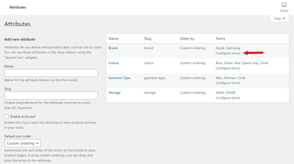 configure terms woocommerce