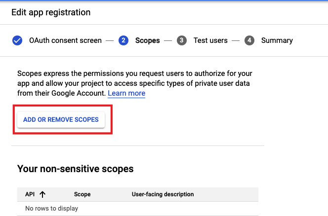 add or remove scopes