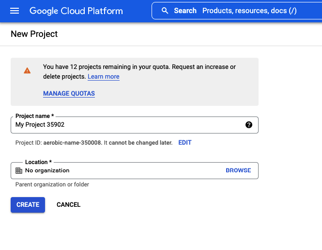 create new api project