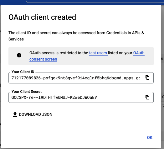client ID and secret