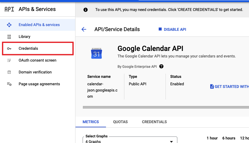 google api credentials