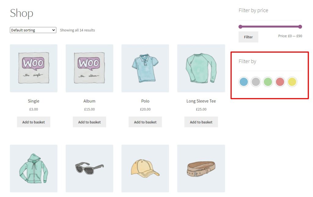 filter woocommerce swatches