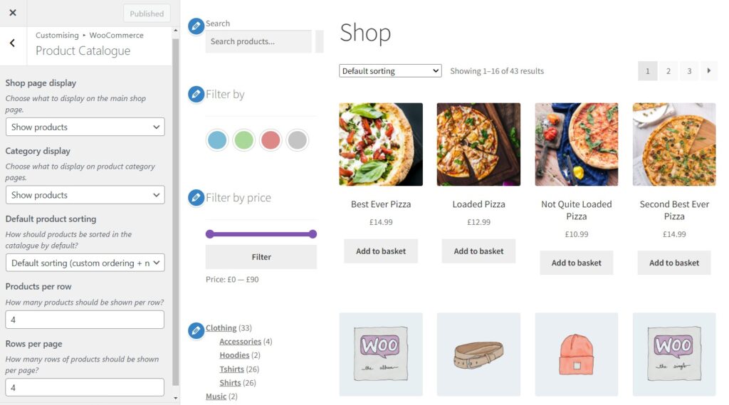 WooCommerce shop customizer