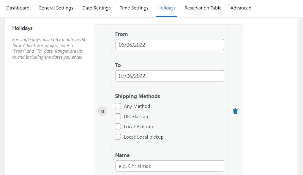 holiday mode shipping method woocommerce