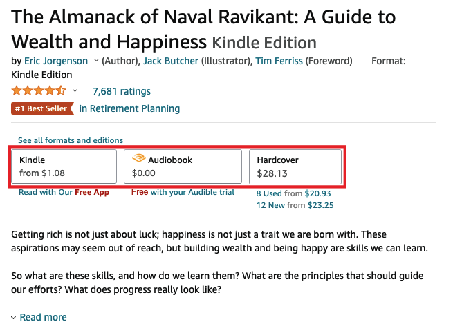 price on linked product Amazon