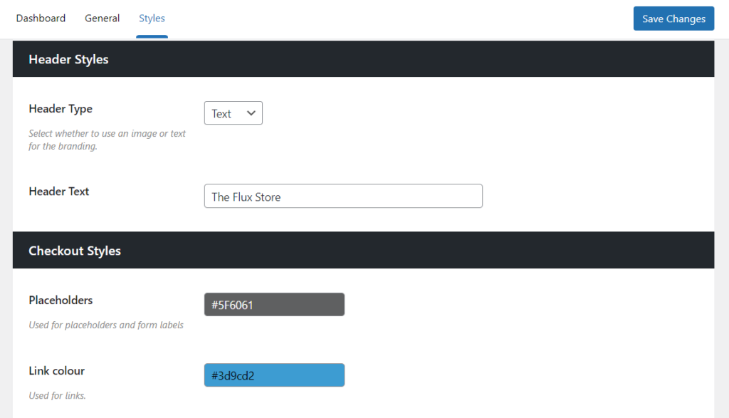 Flux header styles section