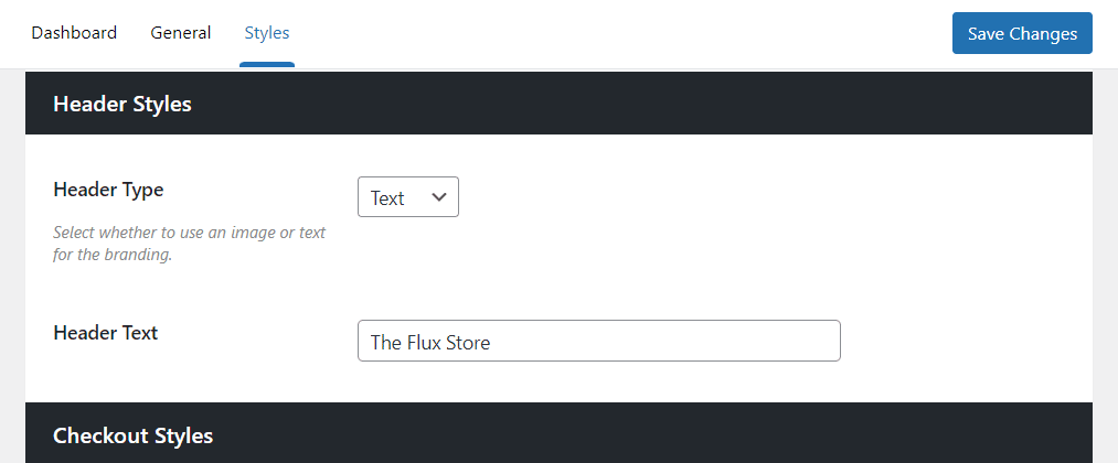 Flux header type text modern