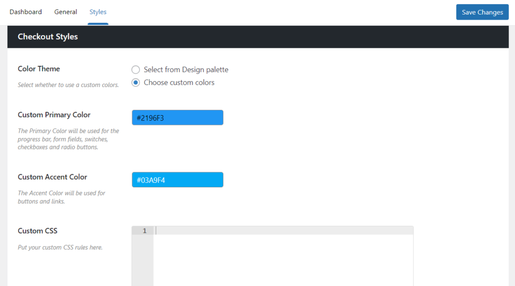 flux classic custom checkout colors