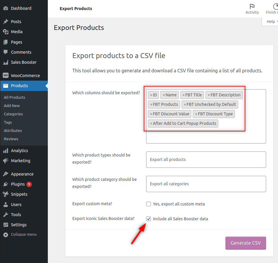 export sales booster data