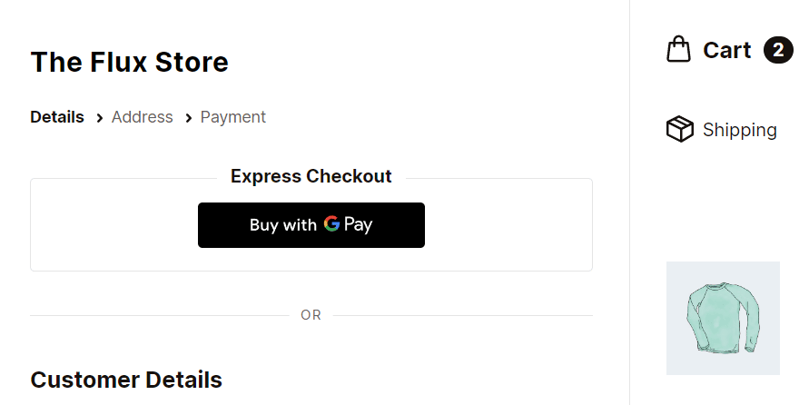 multi-step Flux checkout modern