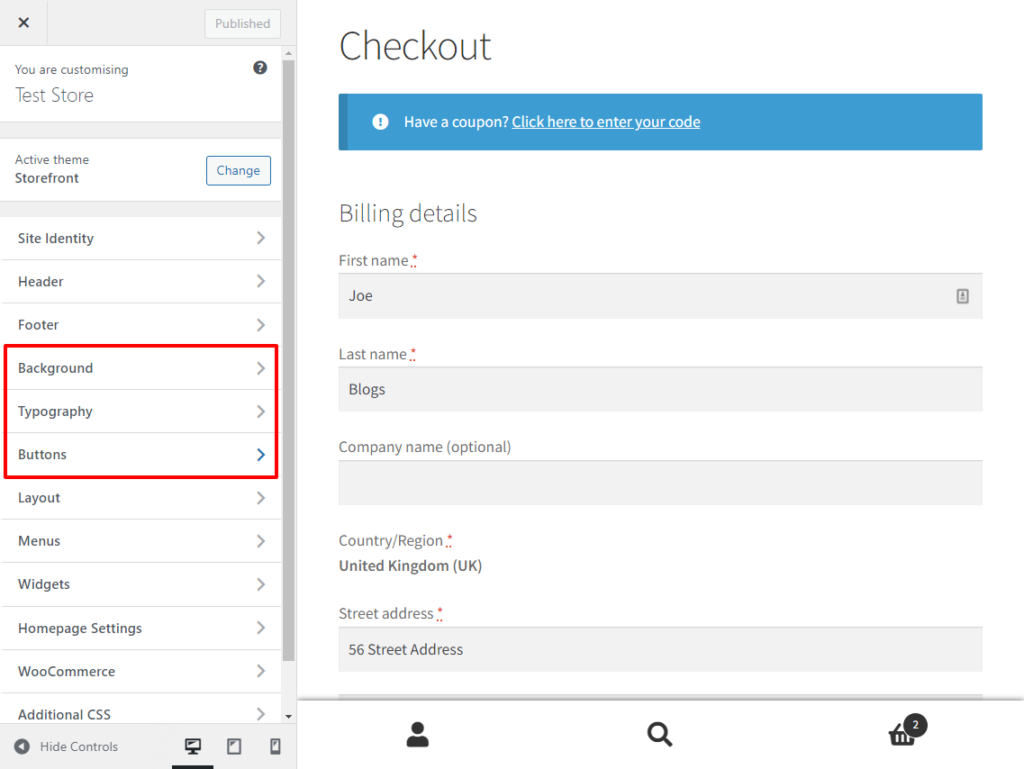 wordpress customizer