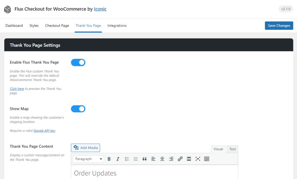 enable thank you page