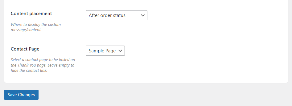 flux thank you page content placement