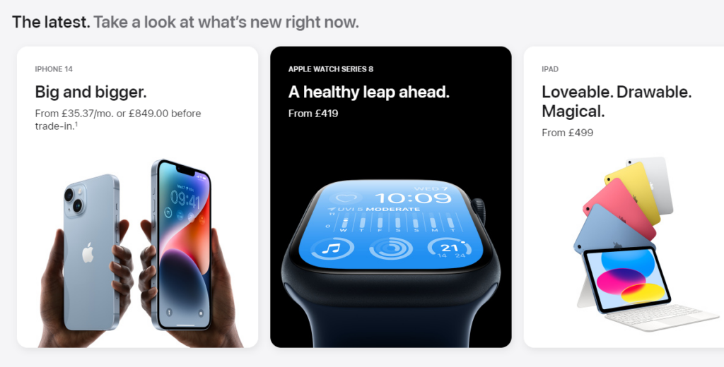 apple products ecommerce product page