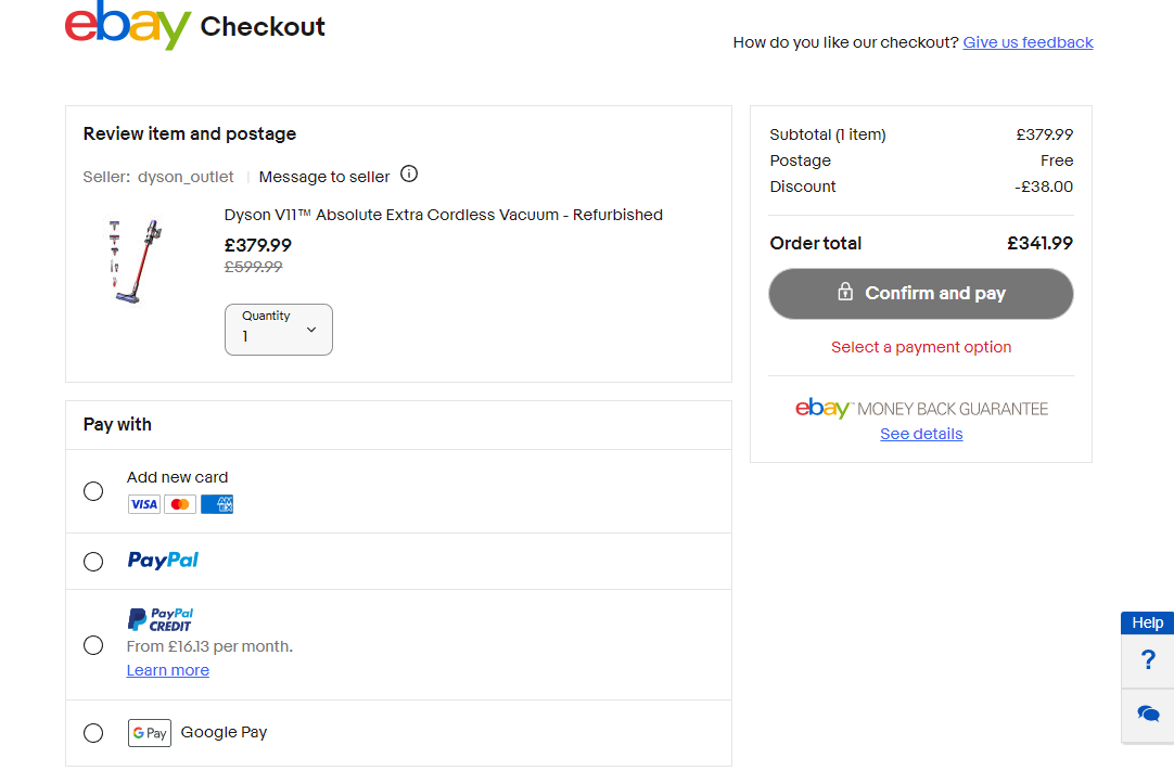 ebay payment methods