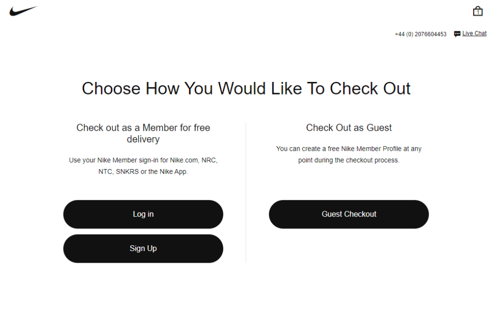 nike guest checkout
