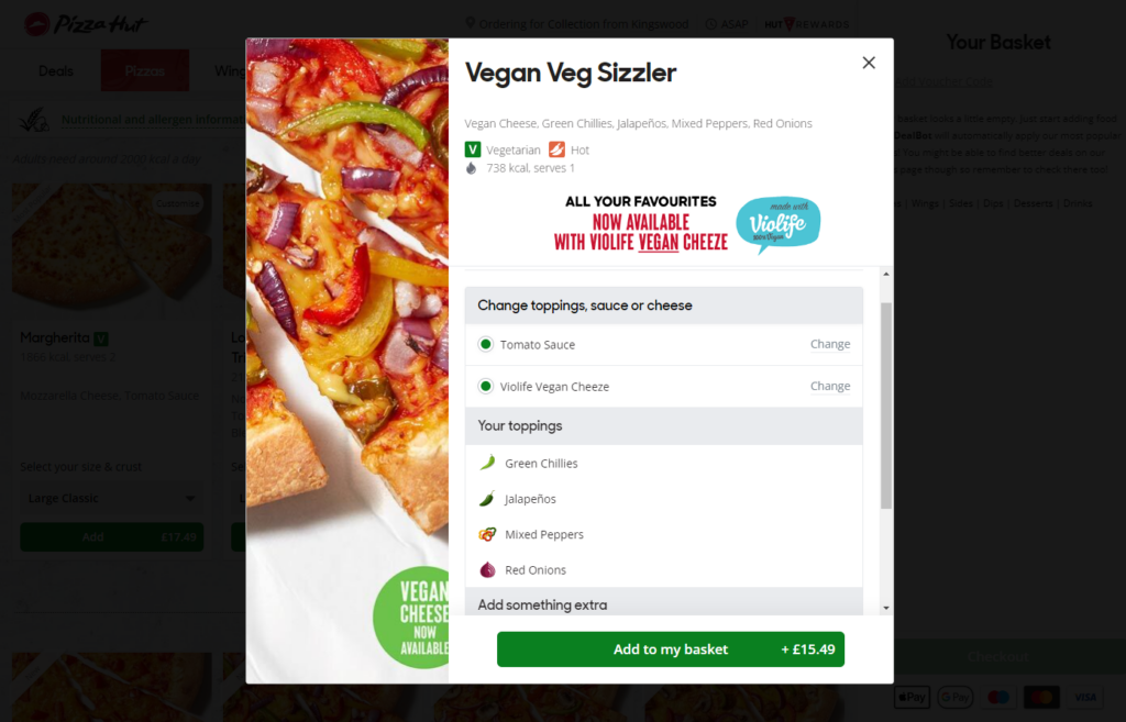 pizza hut product add-ons