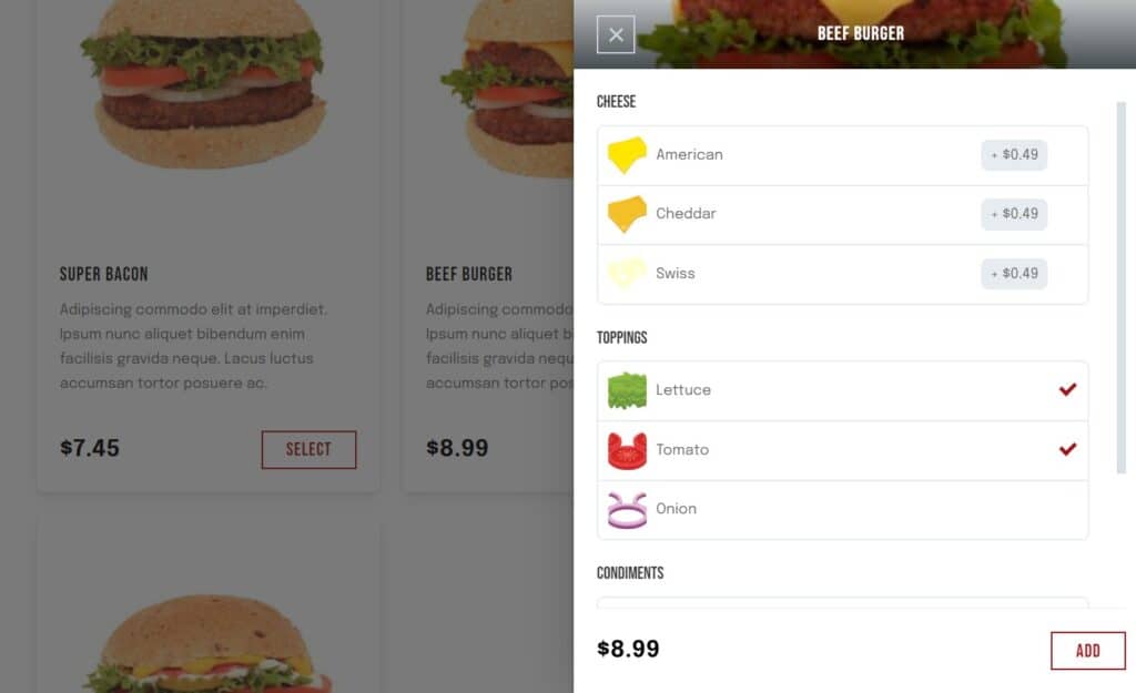 orderable product add-ons