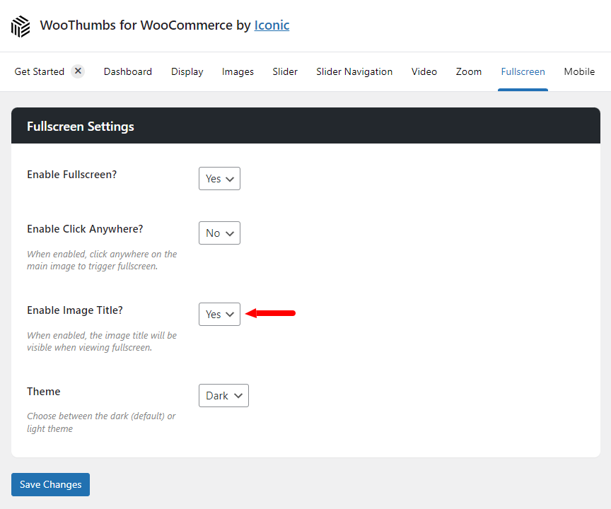 enable image title fullscreen woothumbs