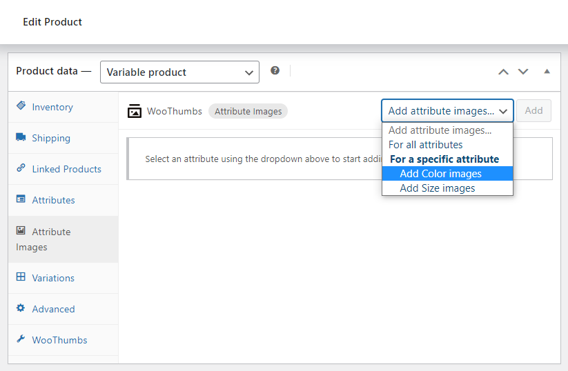 select attribute image type woothumbs