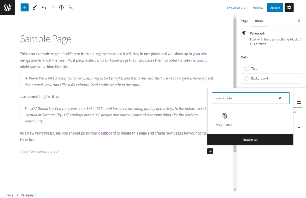 WooThumbs product gallery block