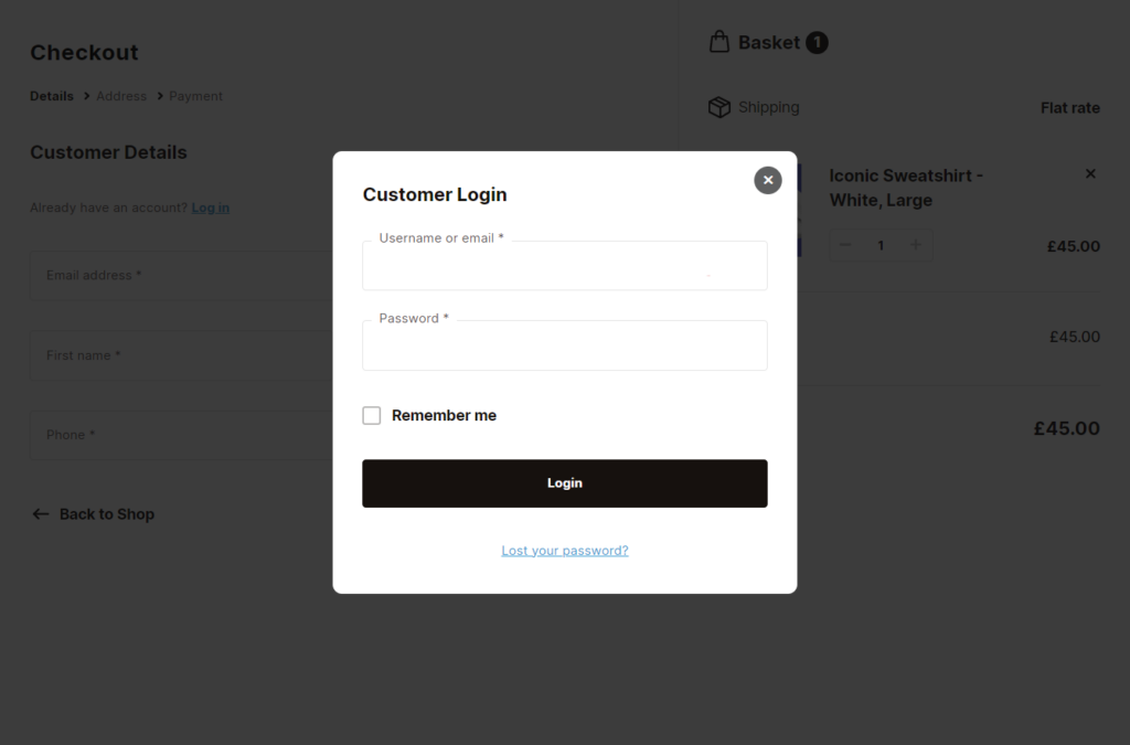 checkout login flux checkout