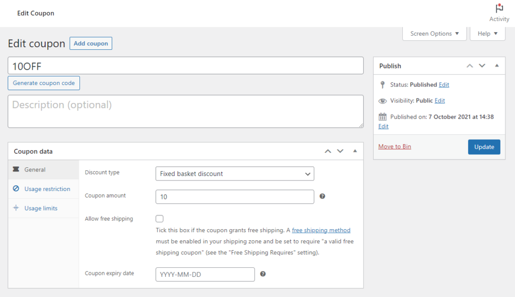 create coupon woocommerce