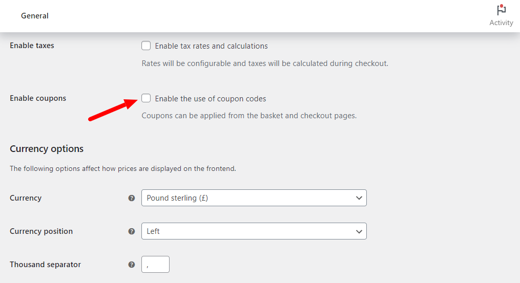 disable coupon codes woocommerce