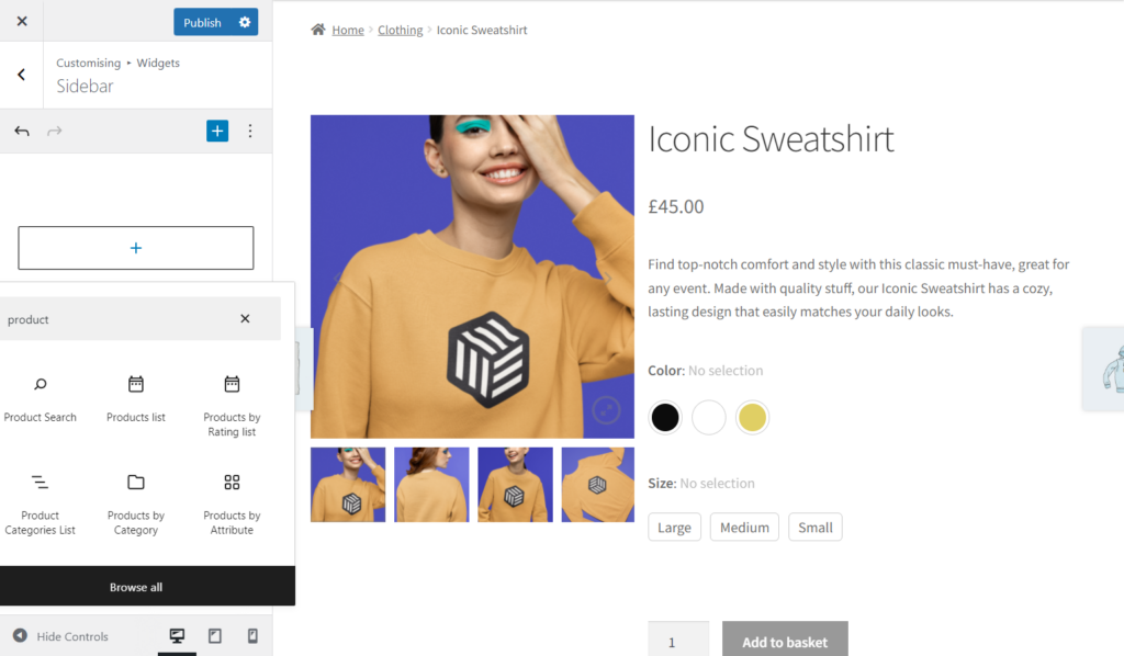add sidebar widget woocommerce