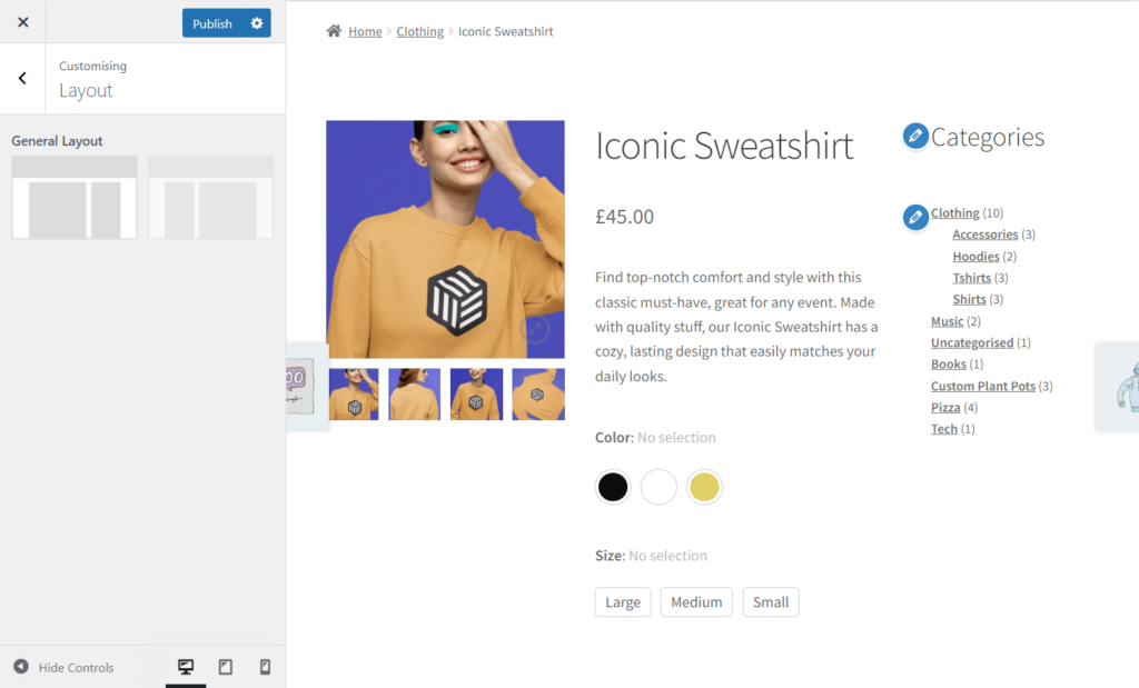 product page layout woocommerce