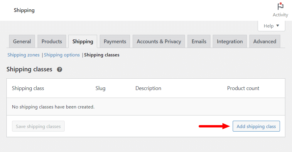 woocommerce shipping class 