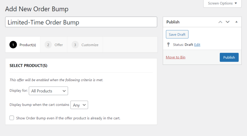 add limited time order bump 