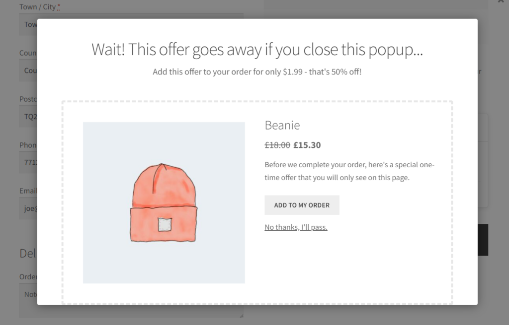 after checkout limited time offer