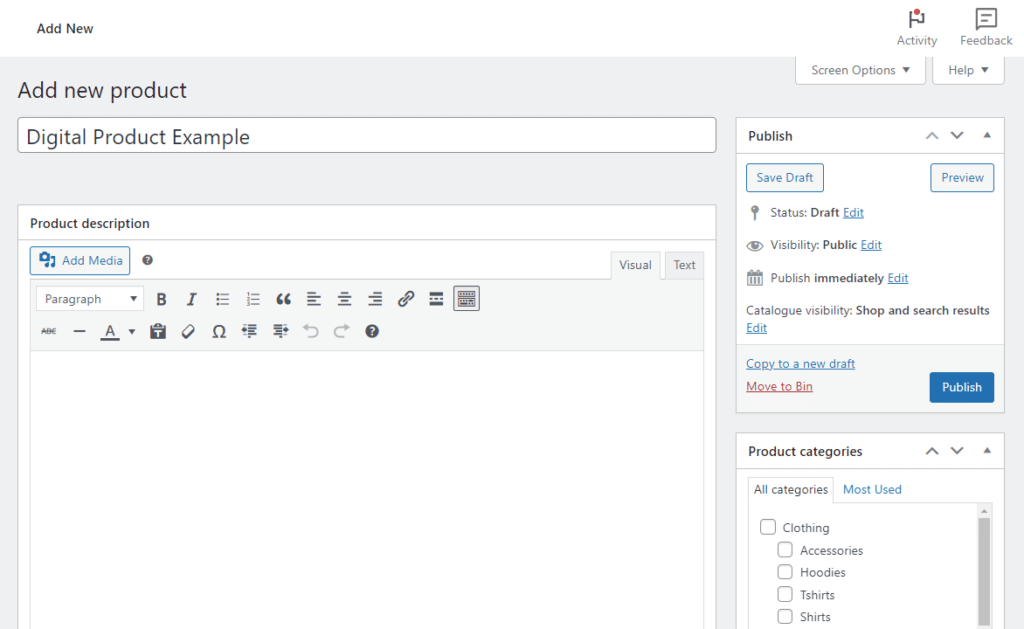 WooCommerce digital product example