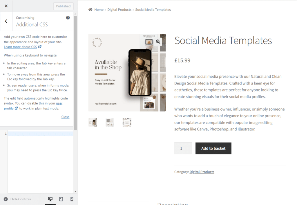 additional css wordpress customizer