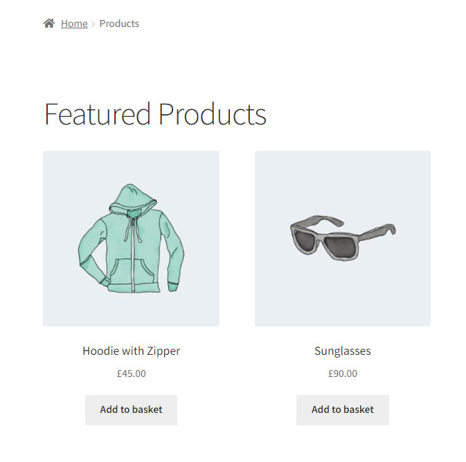 display featured products shortcode