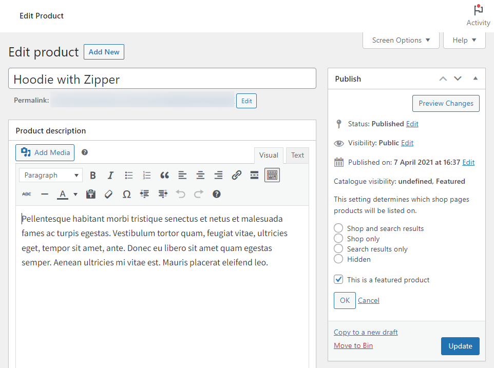 featured product woocommerce