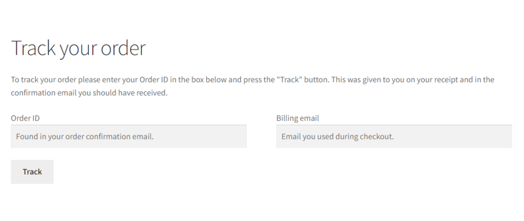 order tracking shortcode woocommerce